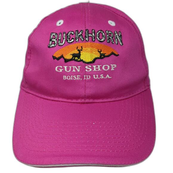 Buckhorn Gun Shop Boise, ID U.S.A. Strapback Baseball Cap Pink One Size Otto - Picture 1 of 9